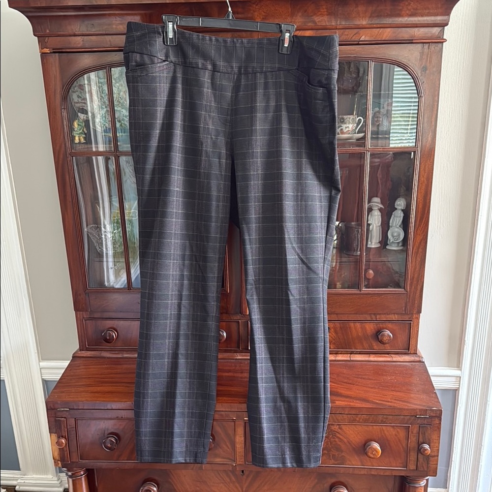 Westbound Black & Purple Plaid Trousers Classic Style